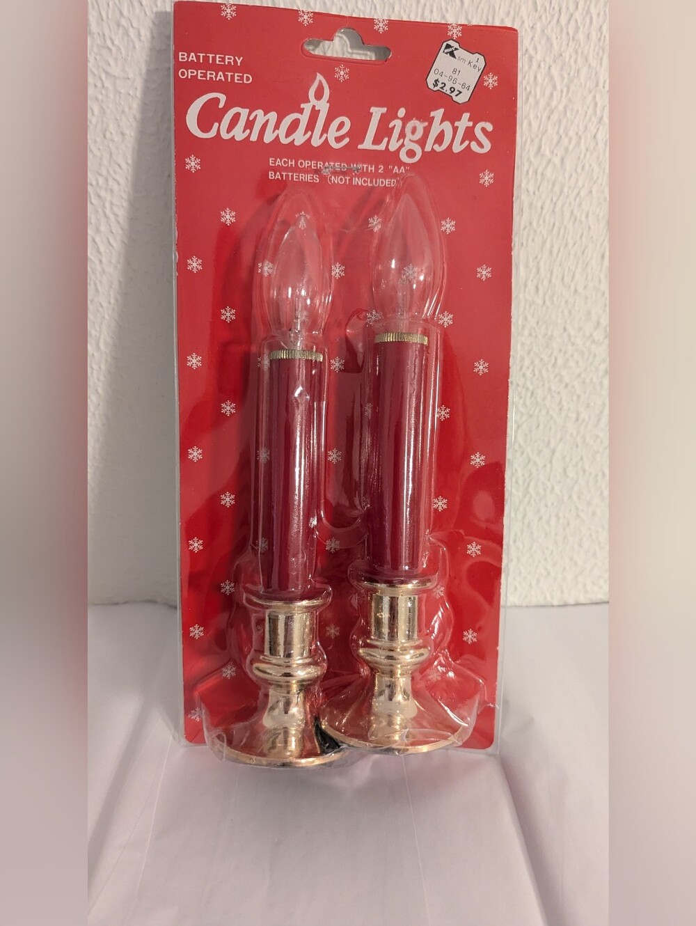Candle Lights candelabra  2 Count Battery Operated red and gold New old Stock